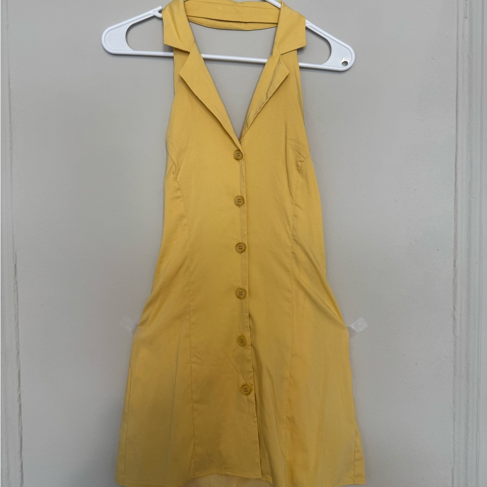 Revolve Yellow Sleeveless Button-Down Dress